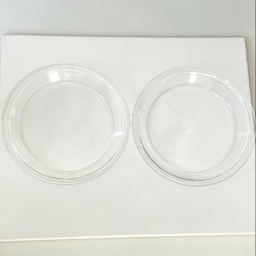 Set of 2 Vintage Pyrex Clear Glass  Pie Dish 9in Made in USA‎ 209 - Picture 8 of 8